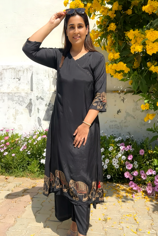 Beautiful Royal Elephant Print Kurti HOA011