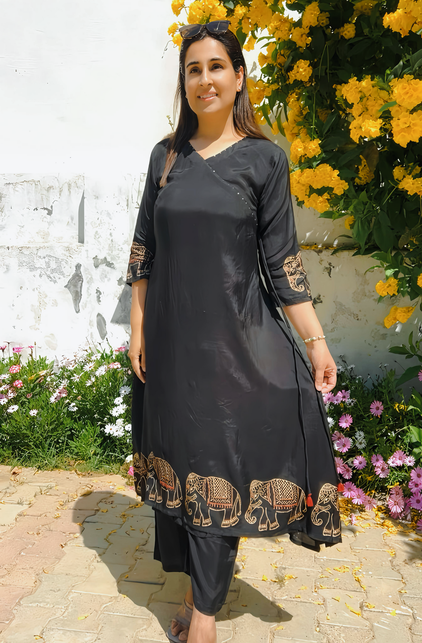 Beautiful Royal Elephant Print Kurti HOA011