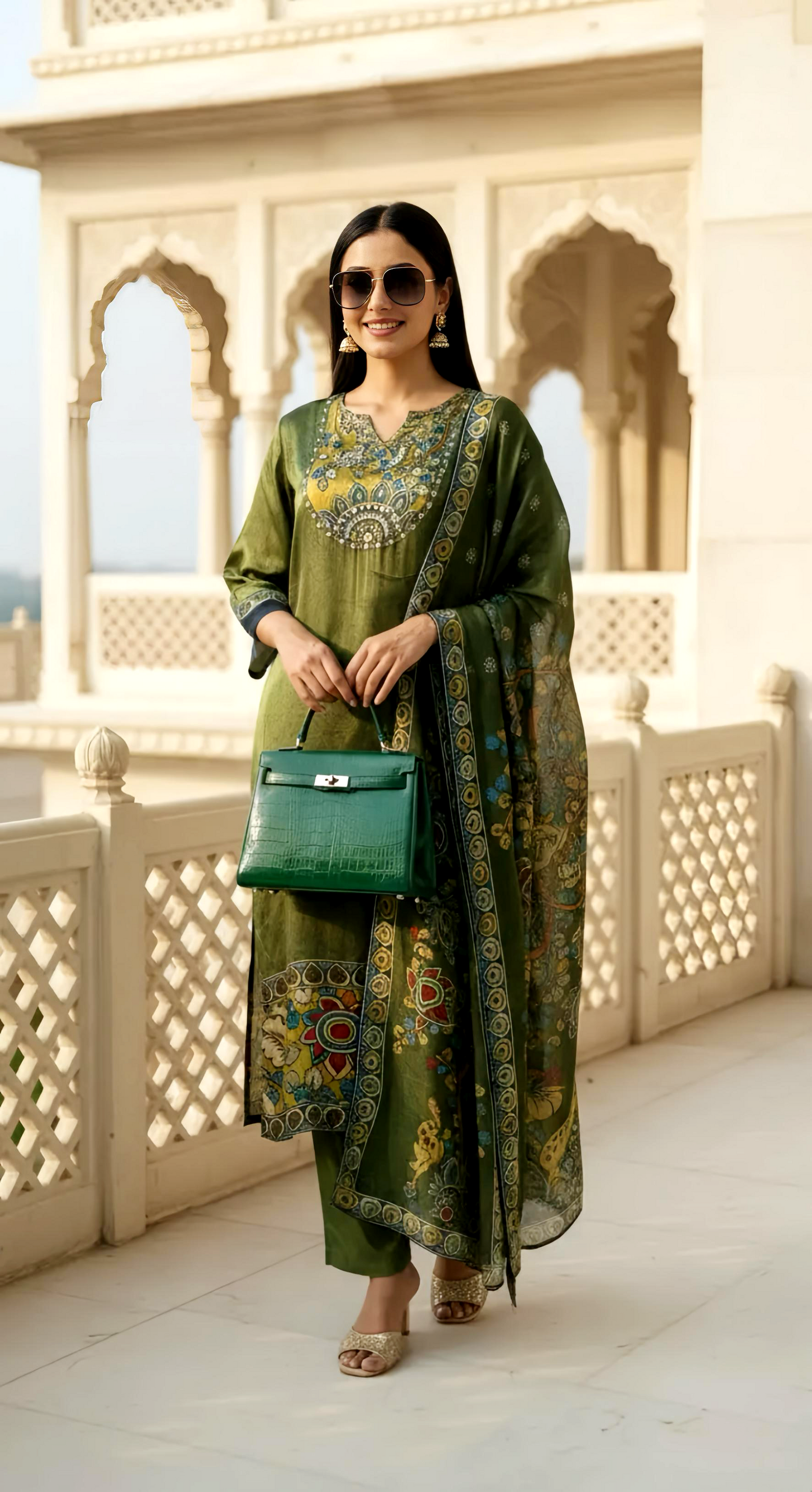 Kalamkari Printing Suit crepe HOA0200