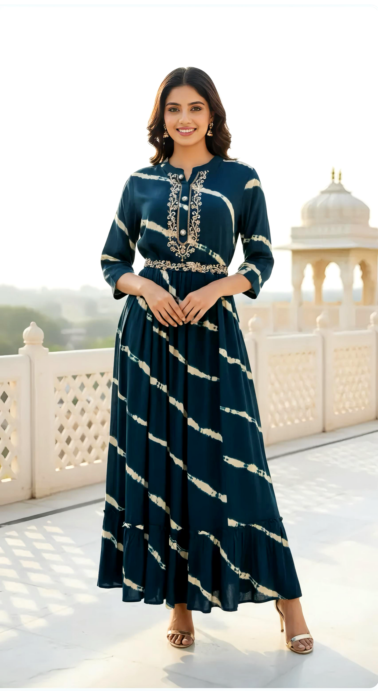 RIMJHIM INDO-WESTERN HAND EMB. DRESS HOA0175