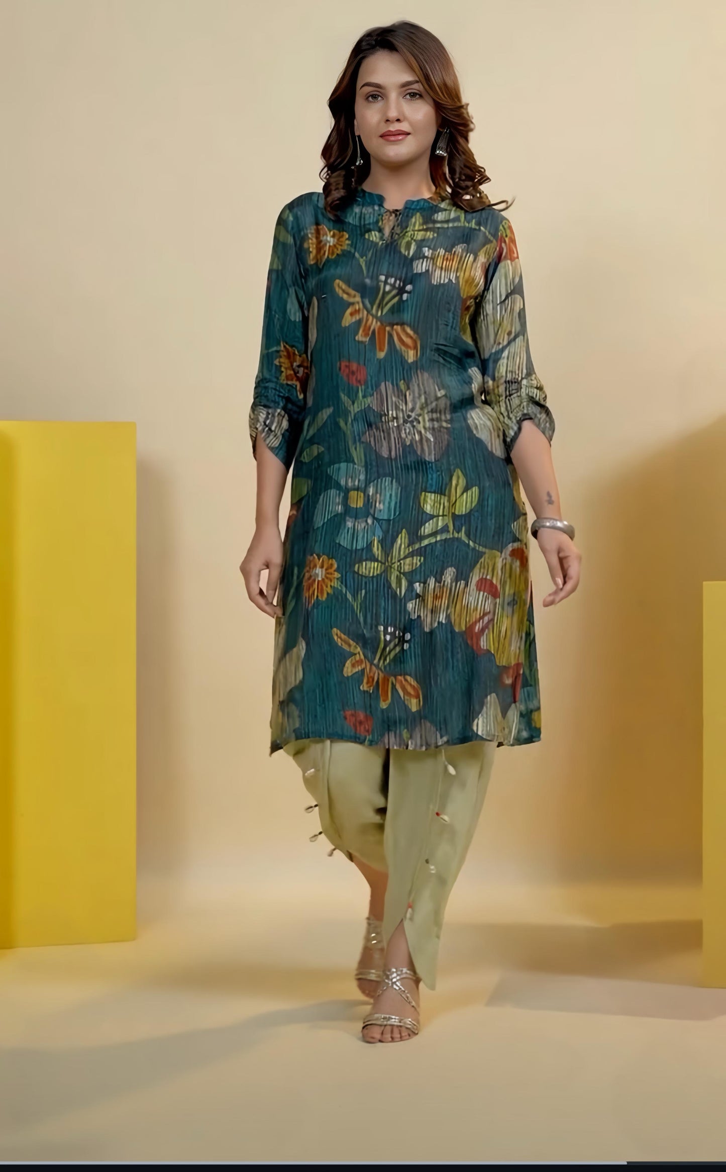 KUMKUM PREMIUM DHOTI SET WITH SHELLS HOA0105