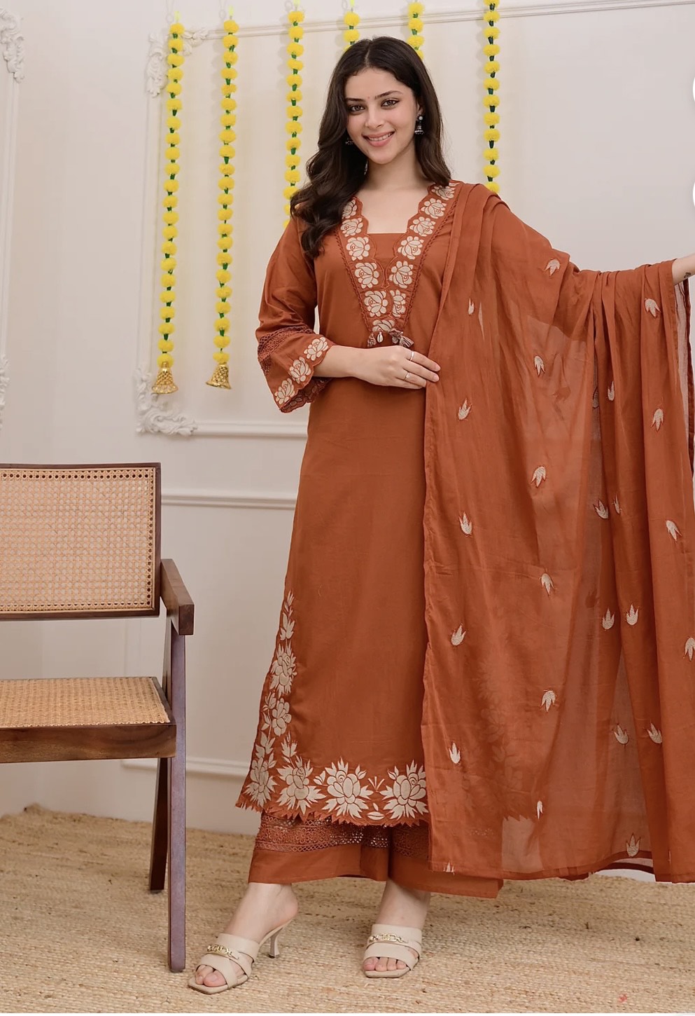 ANANYA PREMIUM COTTON DUPATTA SET WITH EMBROIDERY HOA0104