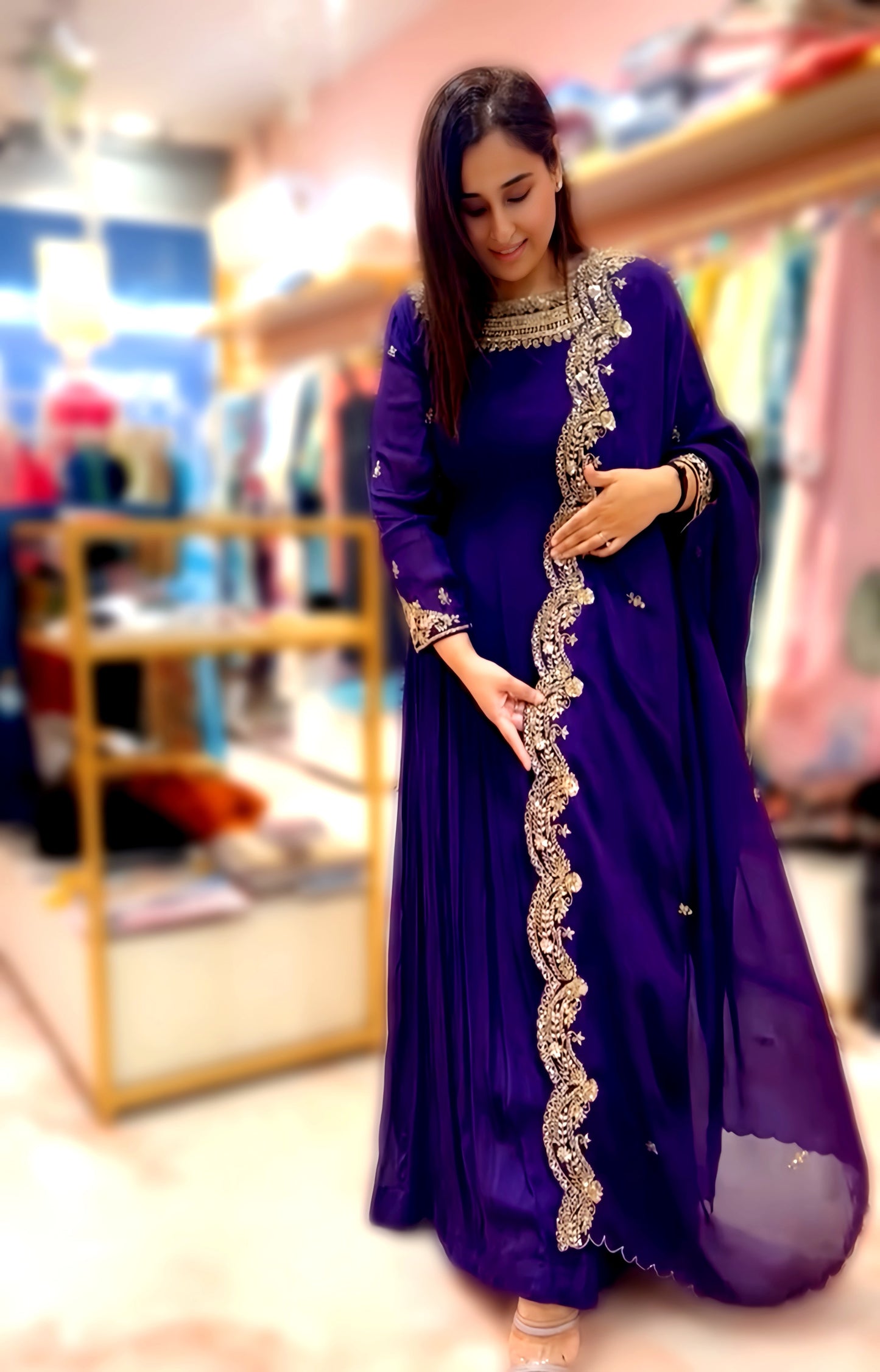 VAMIKA ROYAL PURPLE GOWN WITH HEAVY HAND EMBROIDERY HOA0115