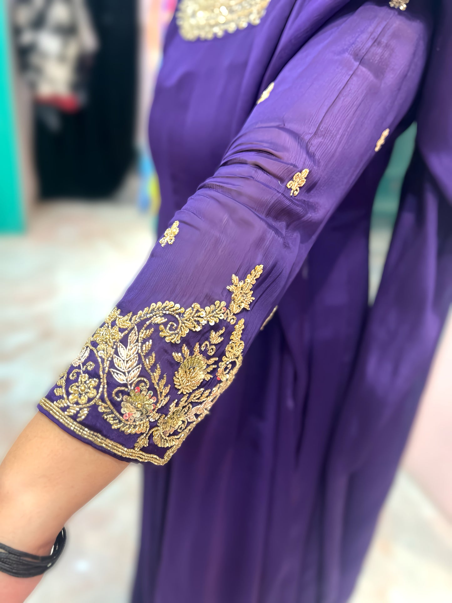 VAMIKA ROYAL PURPLE GOWN WITH HEAVY HAND EMBROIDERY HOA0115