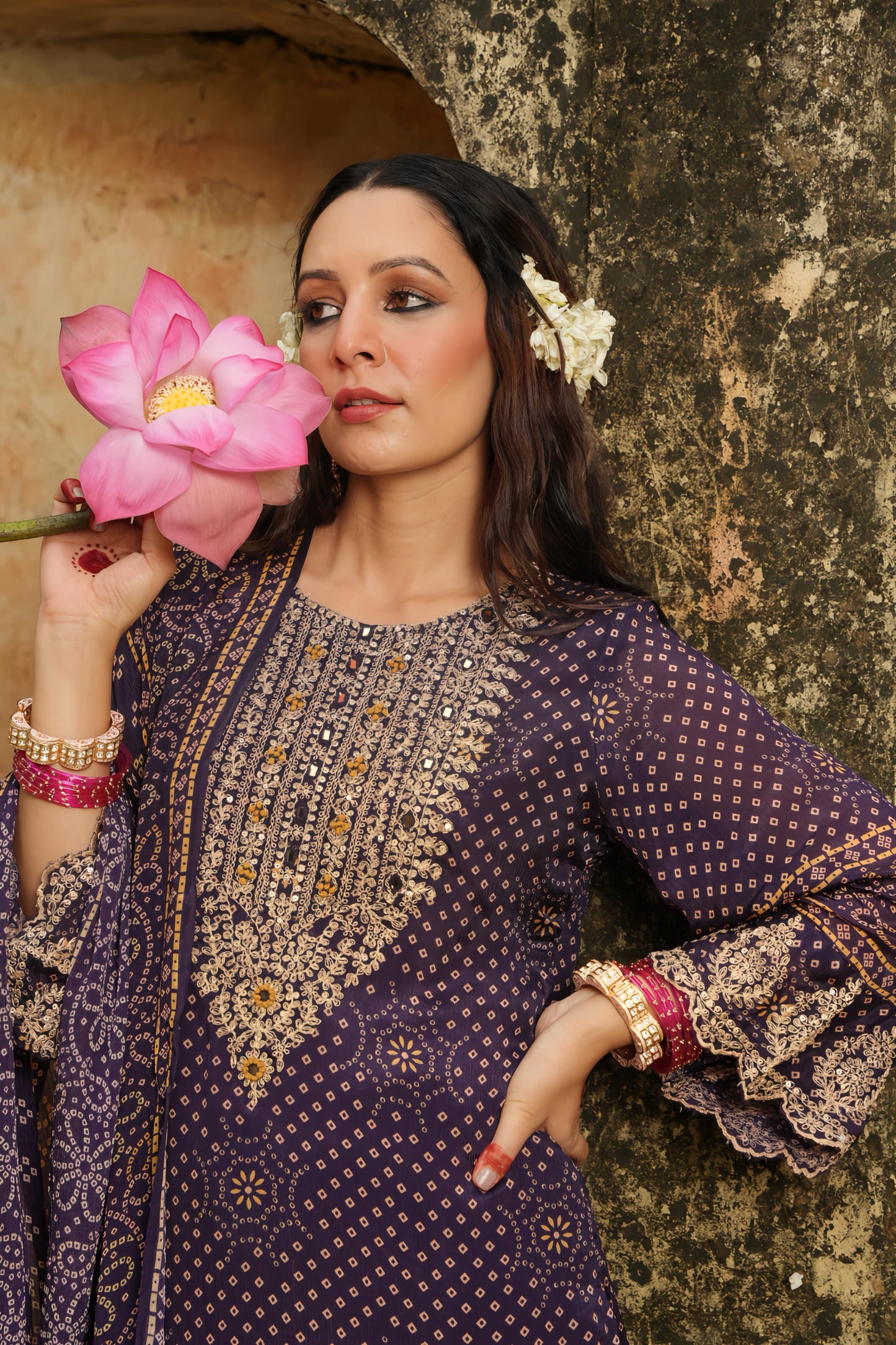 JAIPUR BANDANI LUXE DUPATTA SET HOA084