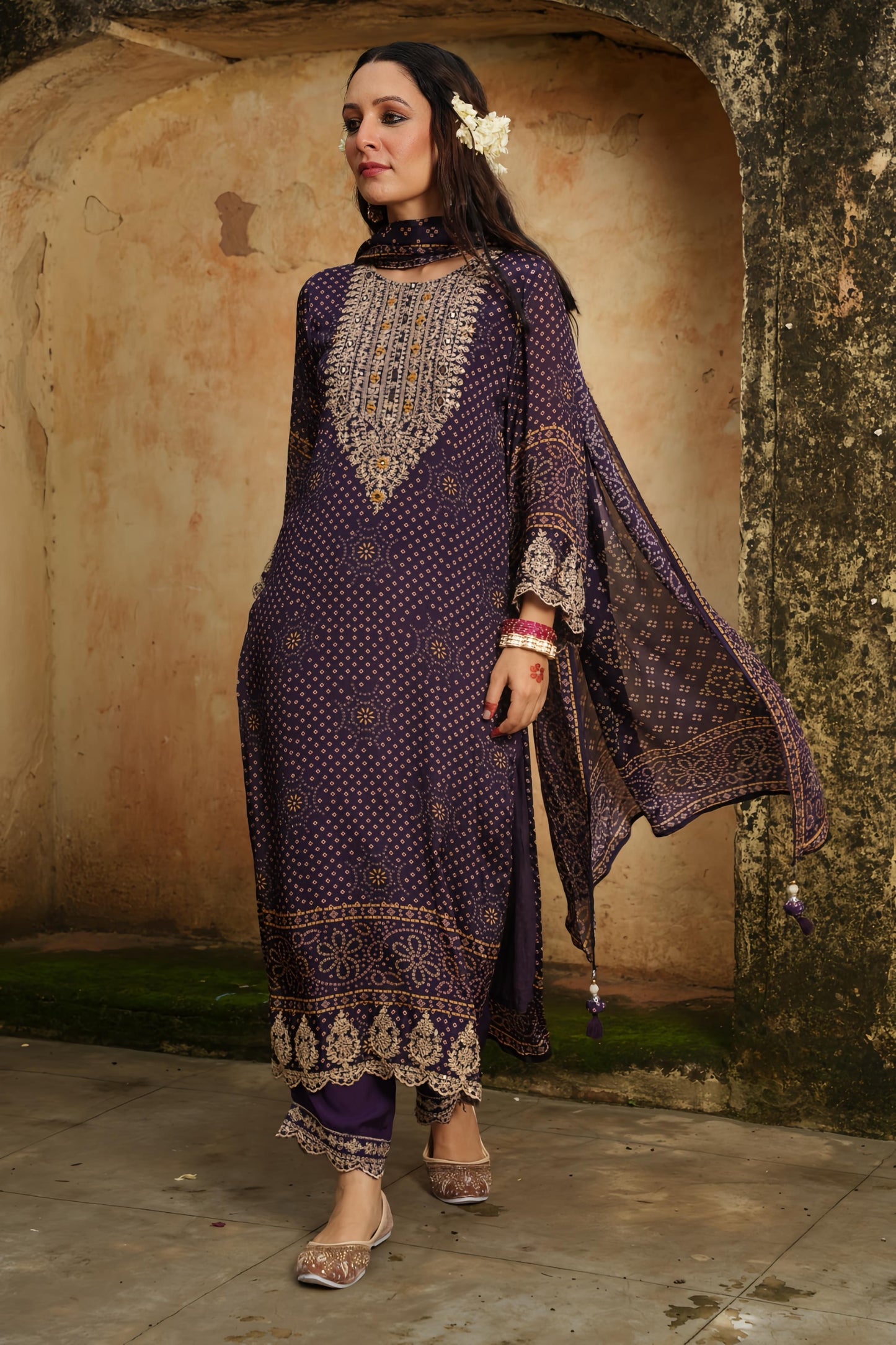 JAIPUR BANDANI LUXE DUPATTA SET HOA084