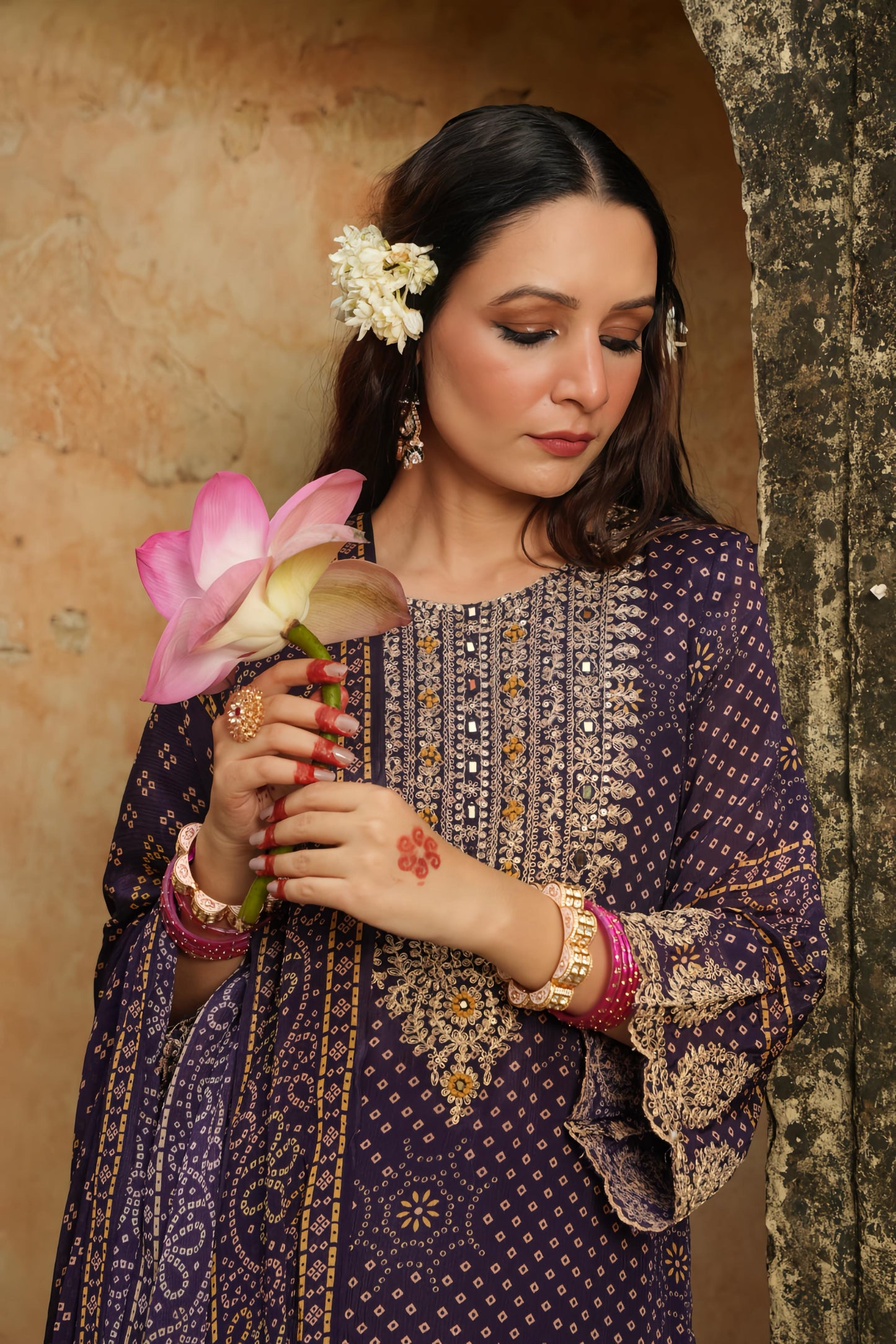 JAIPUR BANDANI LUXE DUPATTA SET HOA084