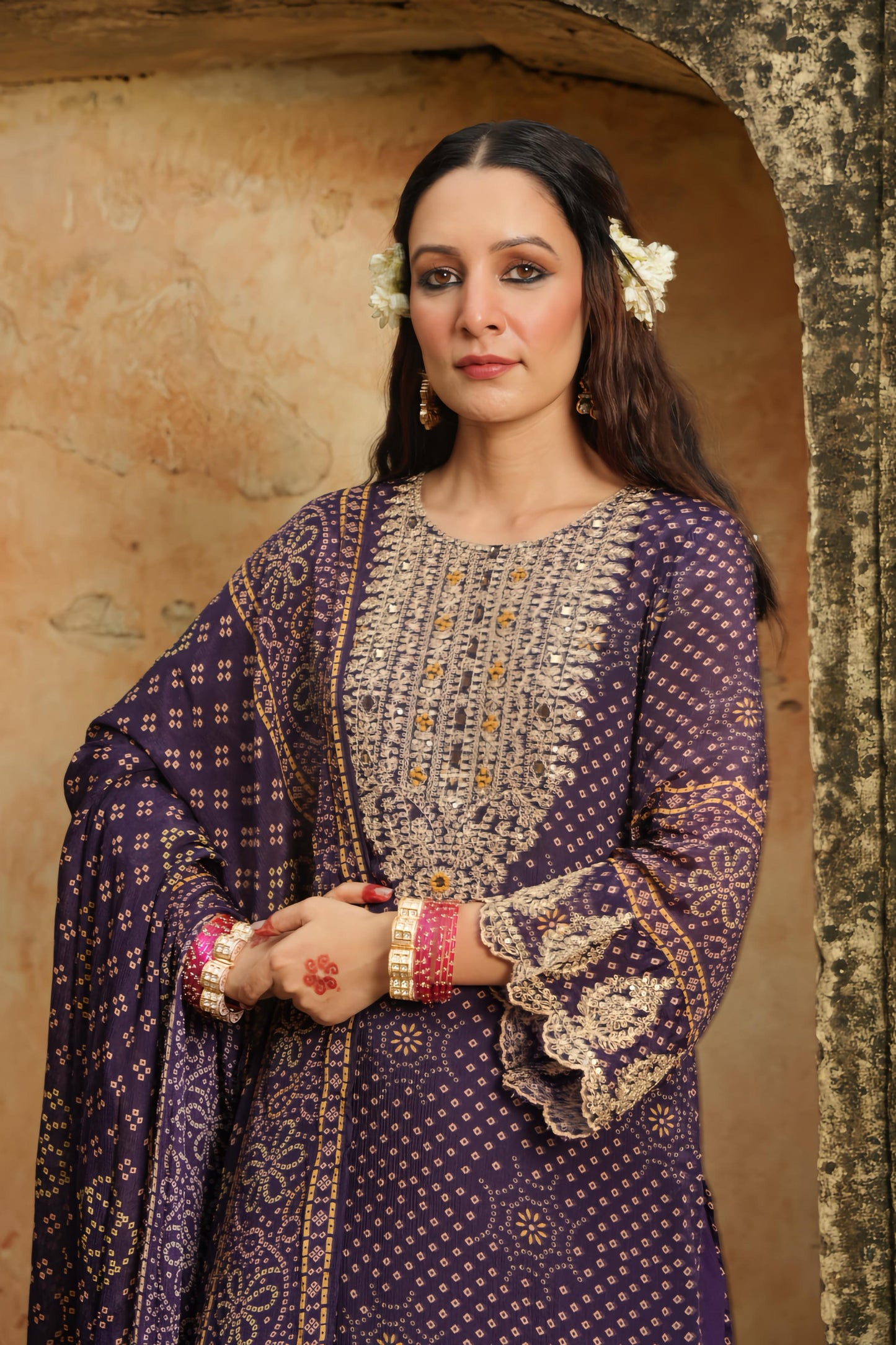 JAIPUR BANDANI LUXE DUPATTA SET HOA084