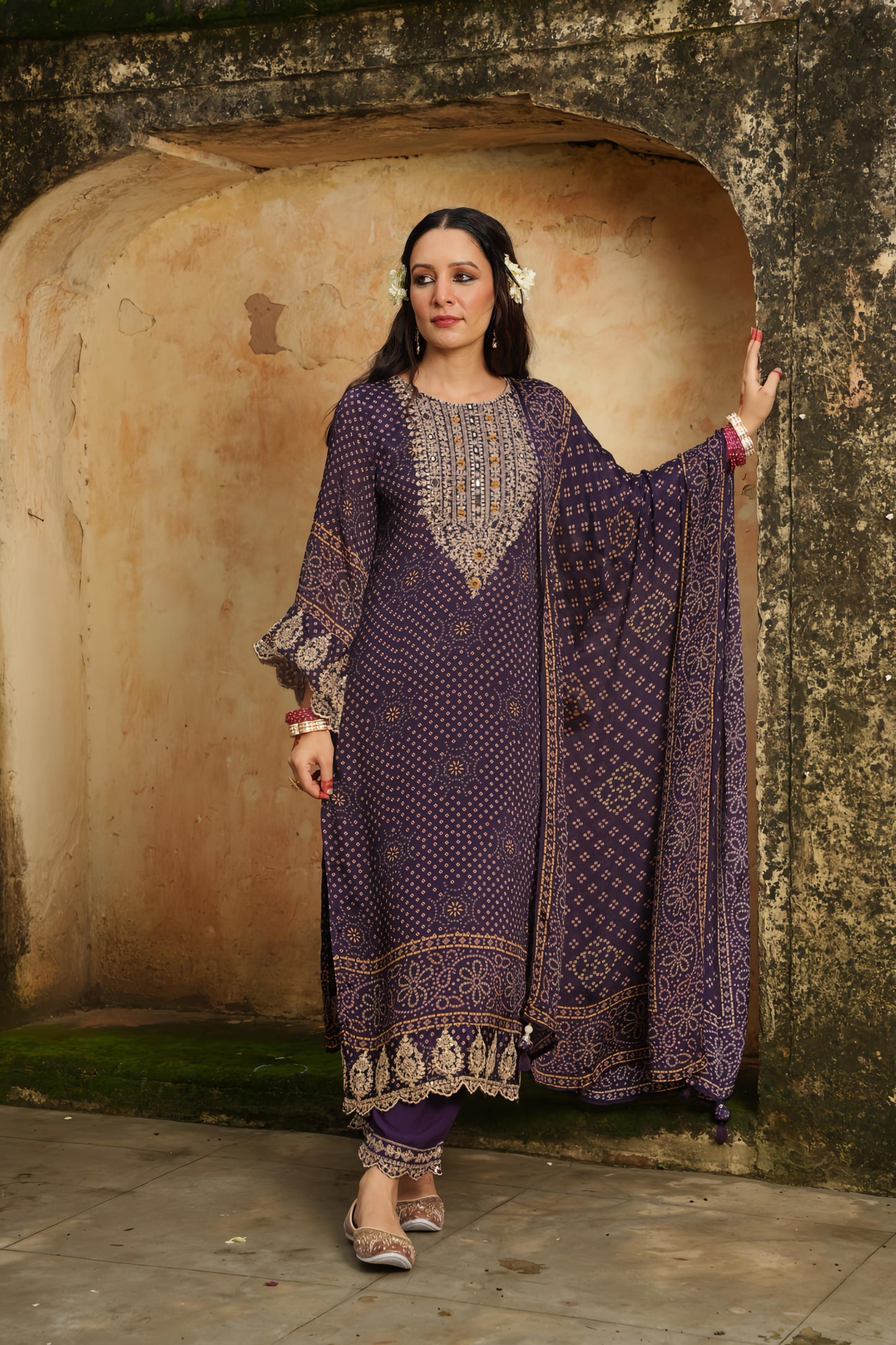JAIPUR BANDANI LUXE DUPATTA SET HOA084