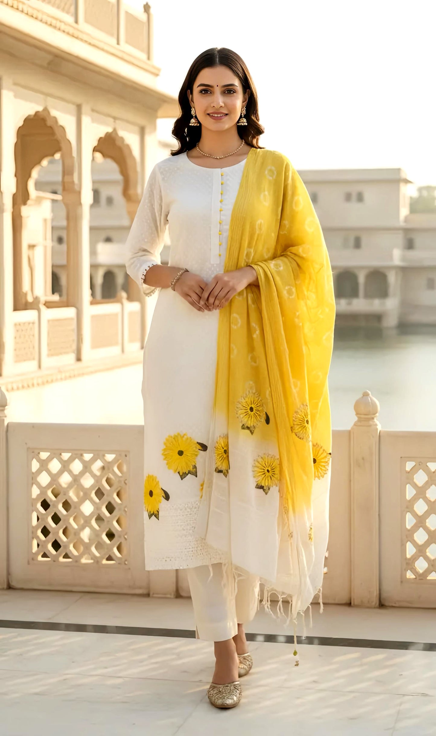 SUNFLOWER APPLIQUE WORK  HOA0119