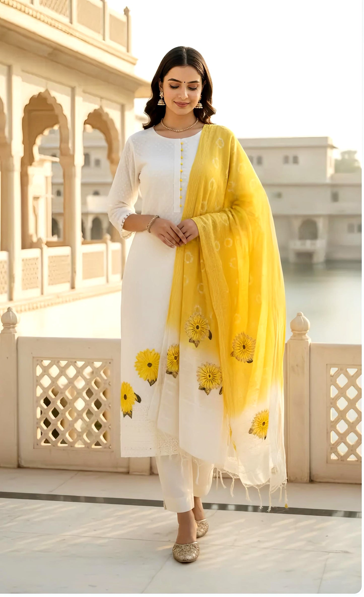 SUNFLOWER APPLIQUE WORK  HOA0119