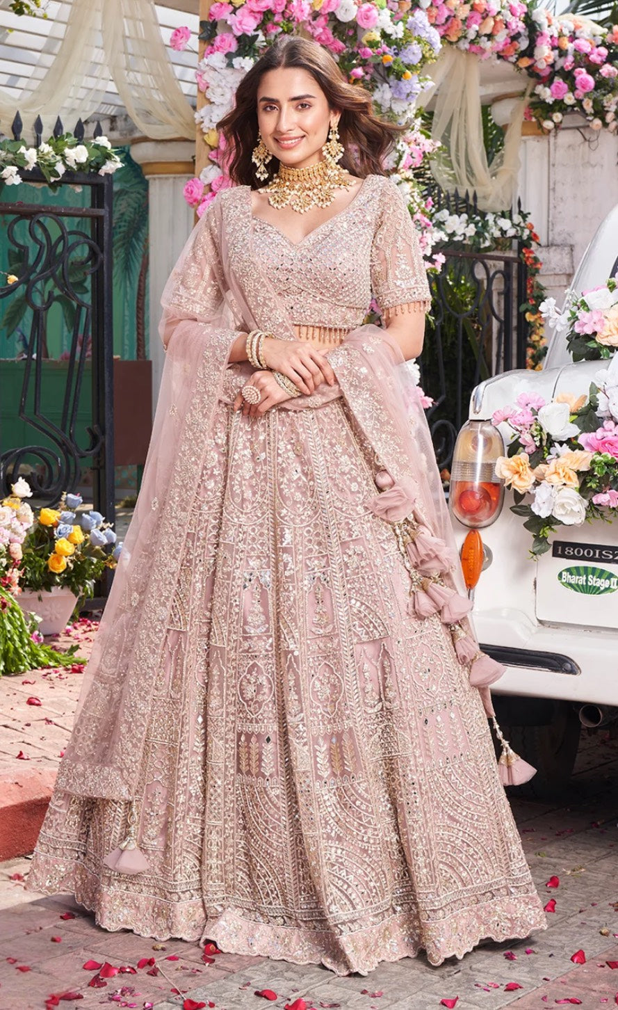 Designer Blush pink Lehnga HOQ047