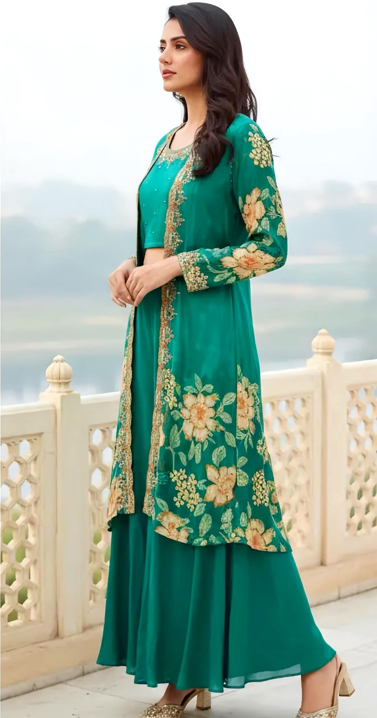 RAMA GREEN SHRUG OUTFIT HOA0120