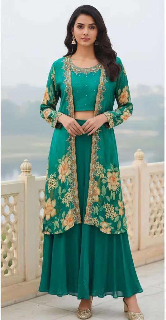 RAMA GREEN SHRUG OUTFIT HOA0120