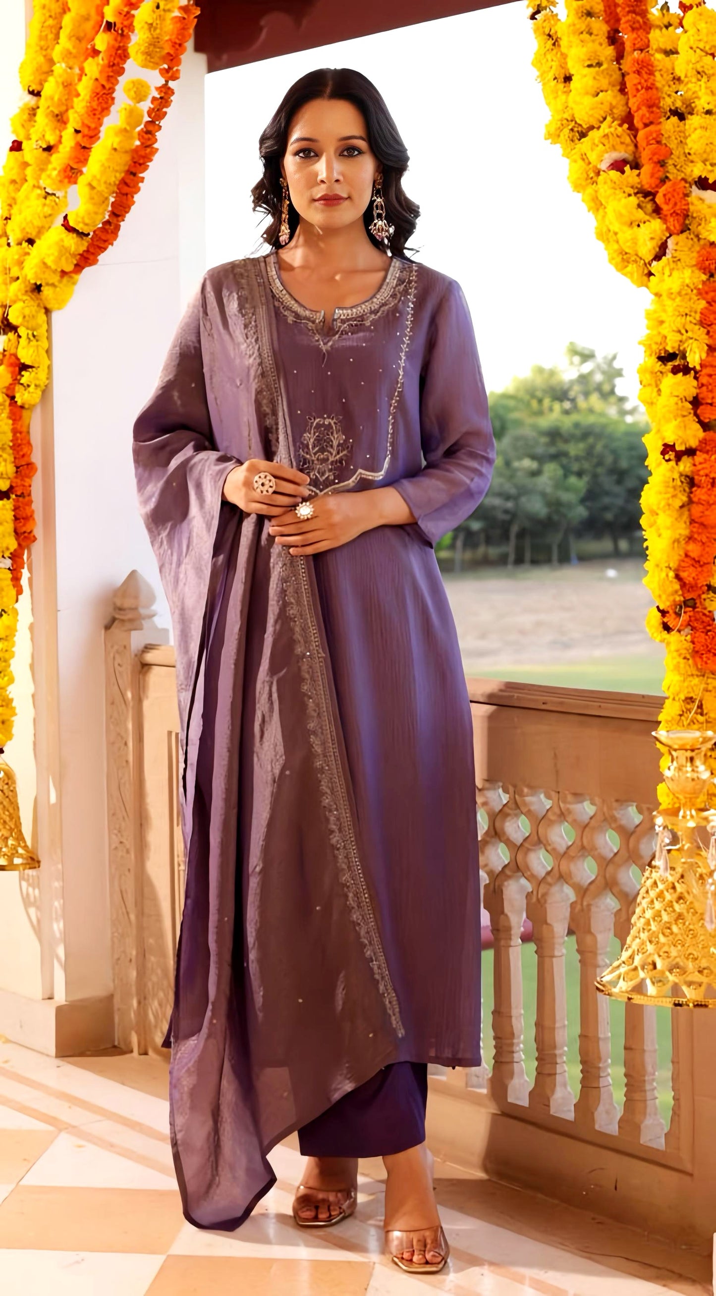 MAHARANI CRUSH TISSUE PREMIUM DUPATTA SET HOA091