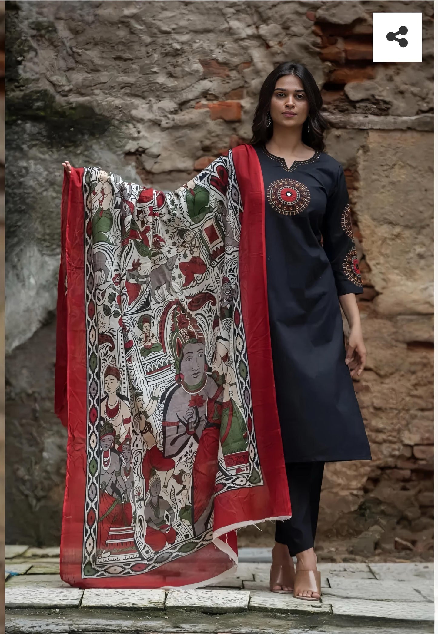 ORGANIC COTTON BLACK DUPATTA SET HOA073