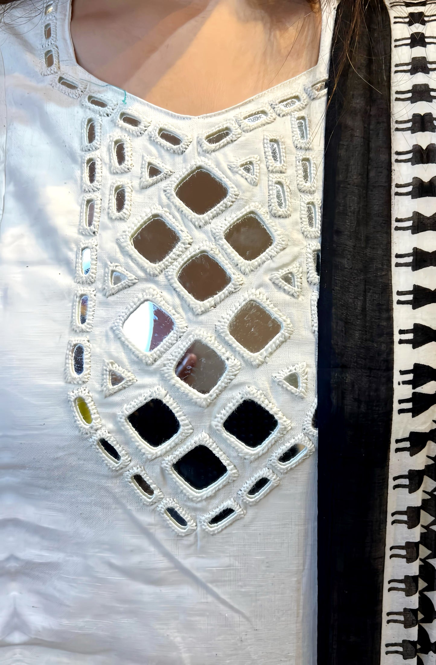 ORGANIC COTTON ANARKALI WITH REAL MIRROR HOAO63