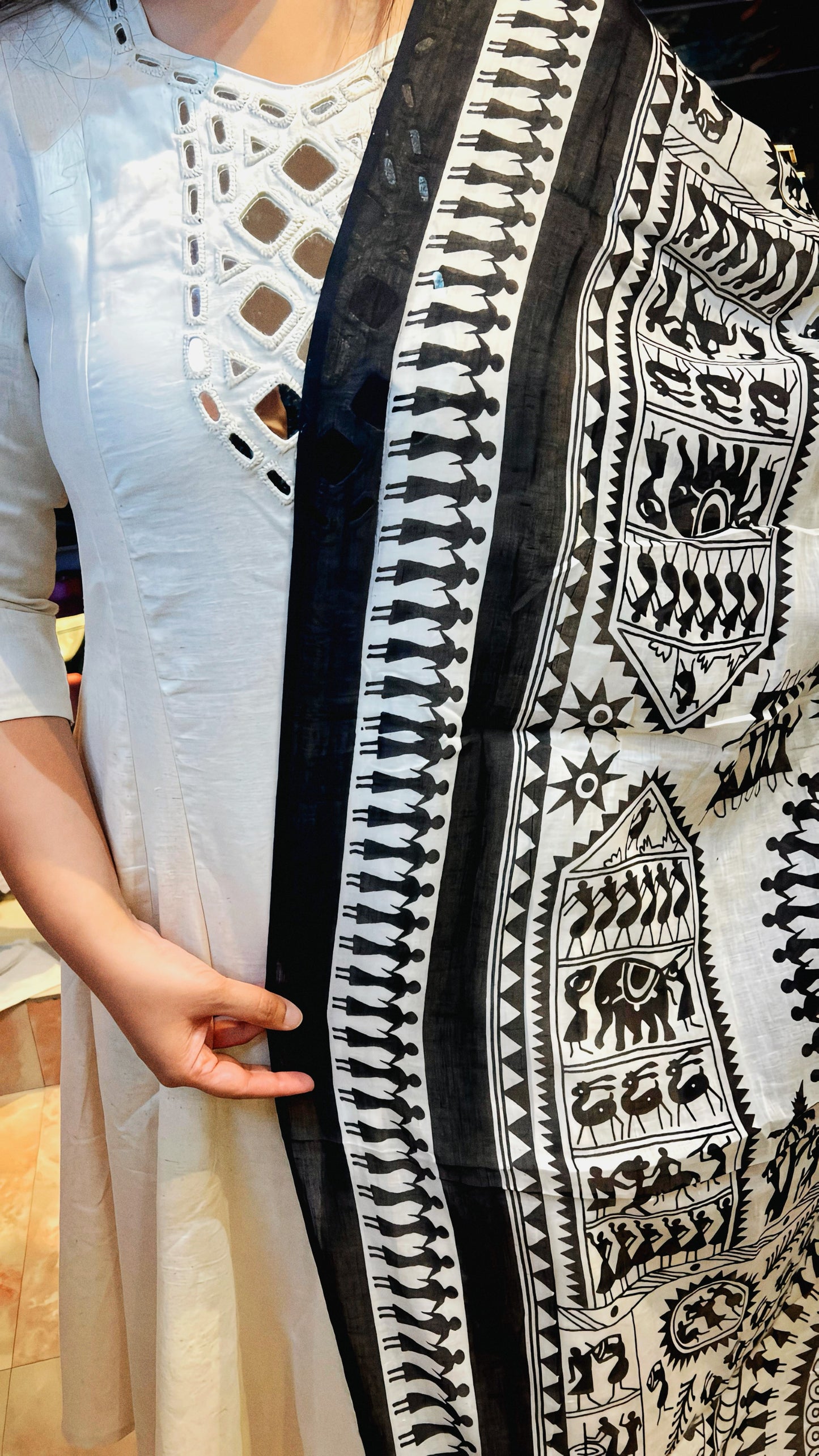 ORGANIC COTTON ANARKALI WITH REAL MIRROR HOAO63