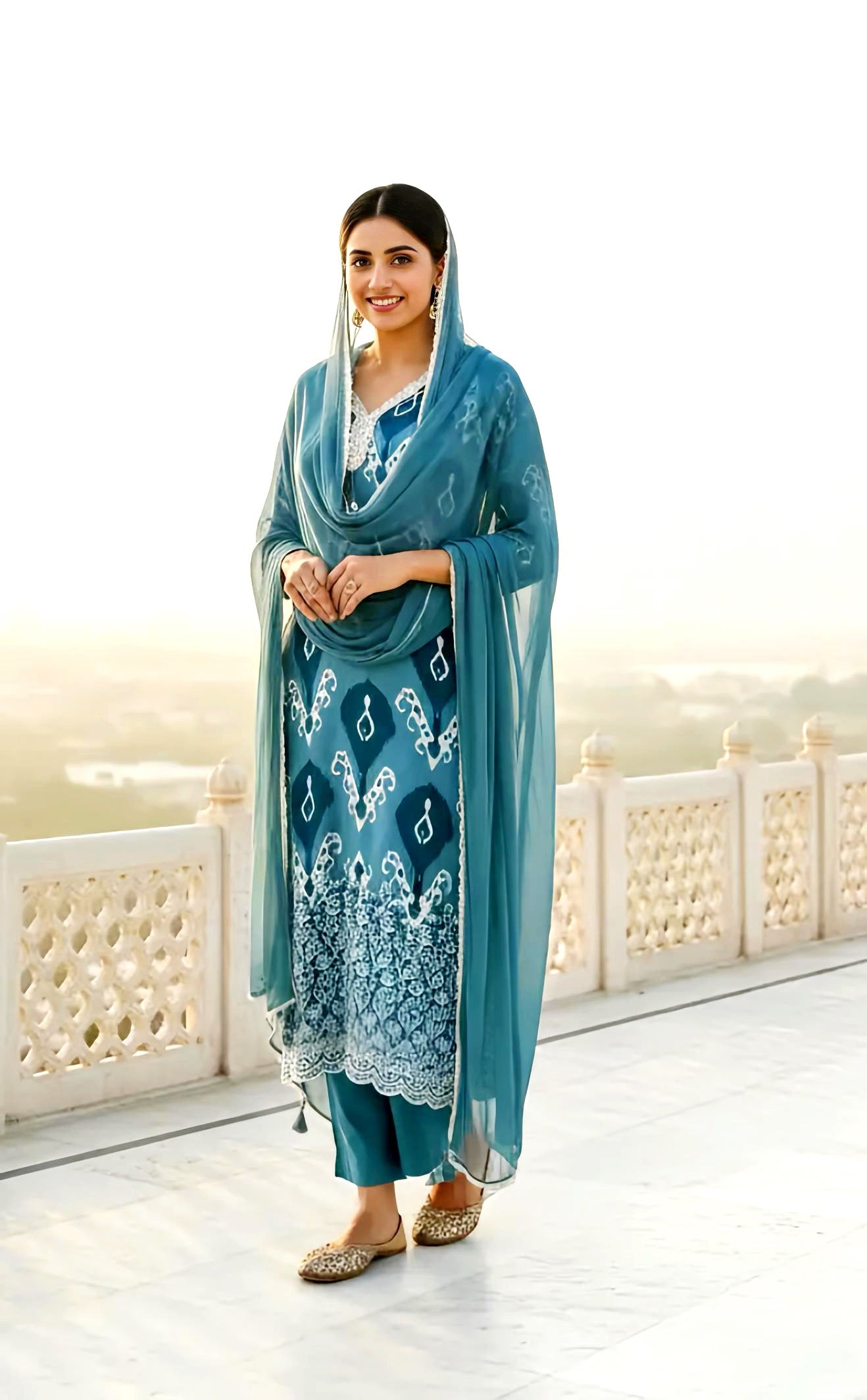 IKKAT PURE MUSLIN KURTA SET HOA0146