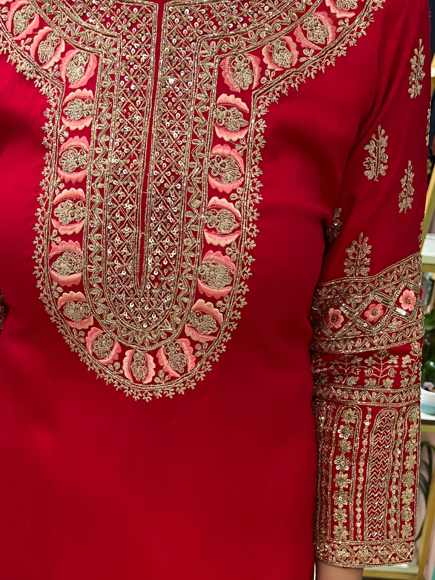 MAHIMA RED PARTYWEAR SUIT WITH HAND EMBROIDERY HOA0109