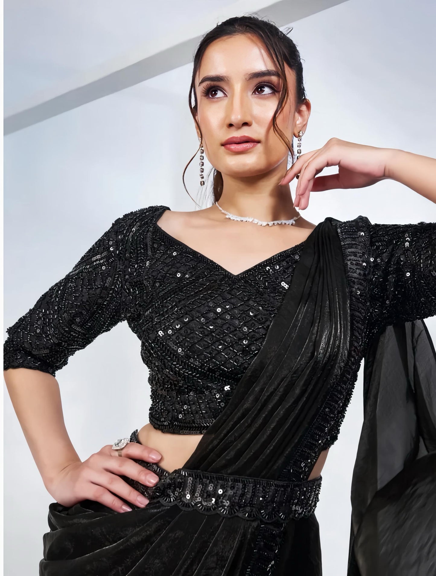 COCKTAIL READY TO WEAR PREDRAPED SAREE  HOA093