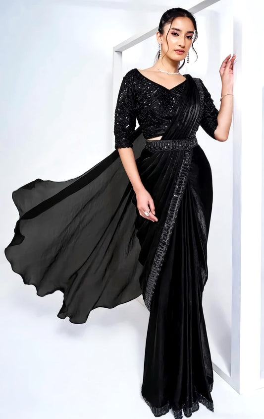 COCKTAIL READY TO WEAR PREDRAPED SAREE  HOA093