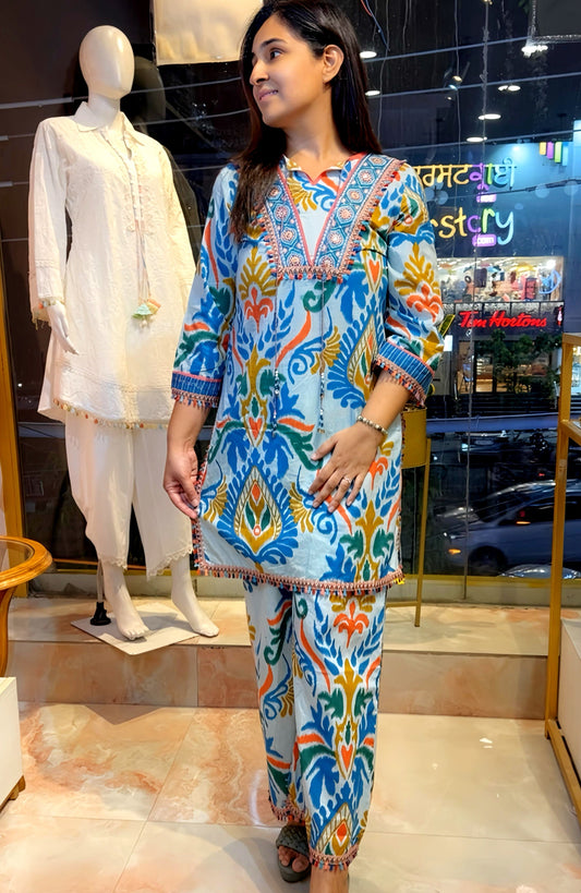 IKKAT COORD SET PURE COTTON HOA067