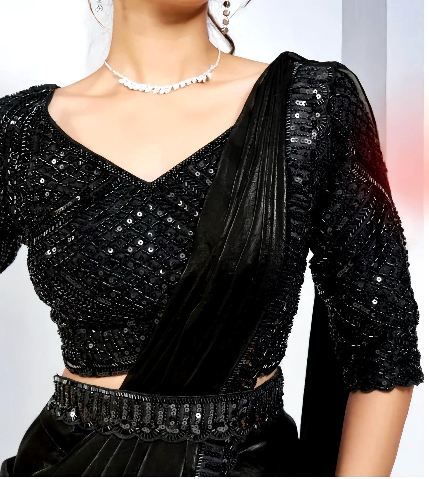 COCKTAIL READY TO WEAR PREDRAPED SAREE  HOA093