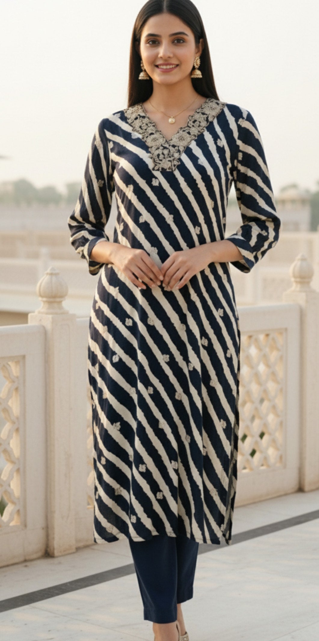 RETRO BLUE KURTA PANTS HOA0122