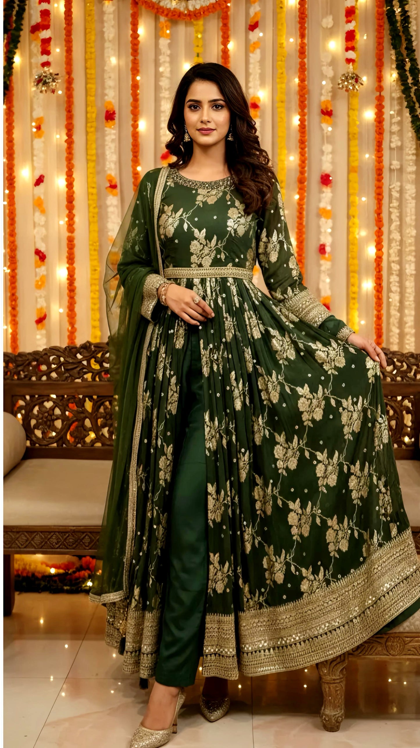 PARTYWEAR BROCADE ZARI WORK HOA0129