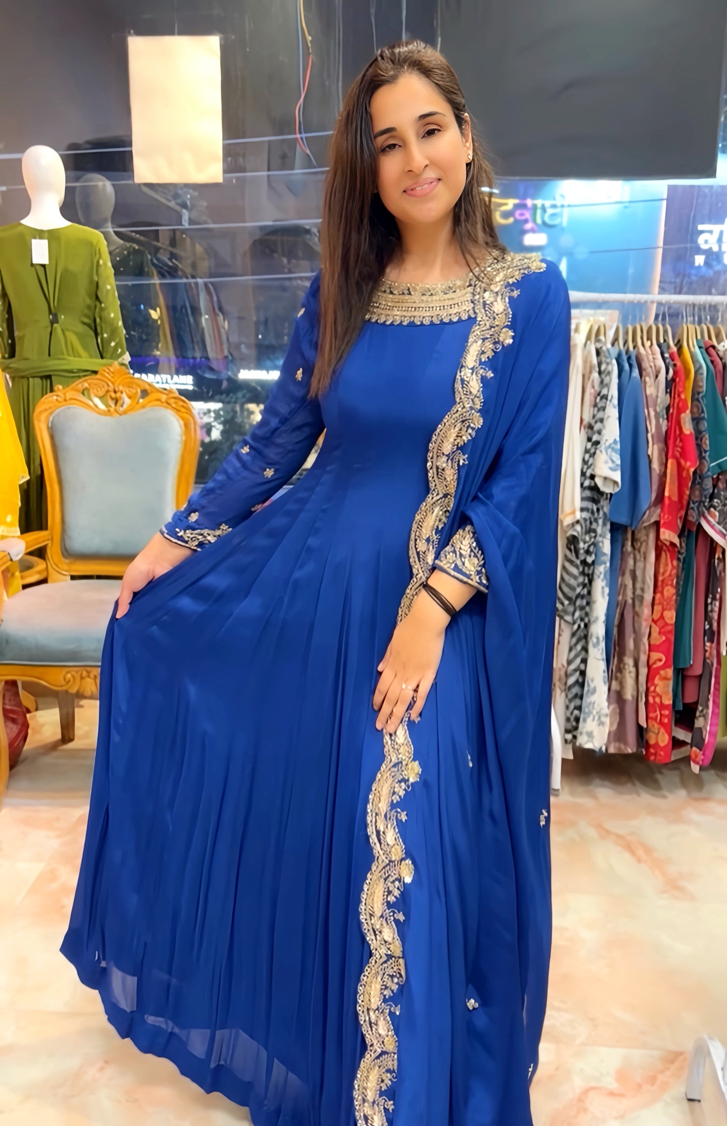 BOUTIQUE HAND EMBROIDERY OXFORD BLUE HOA0112