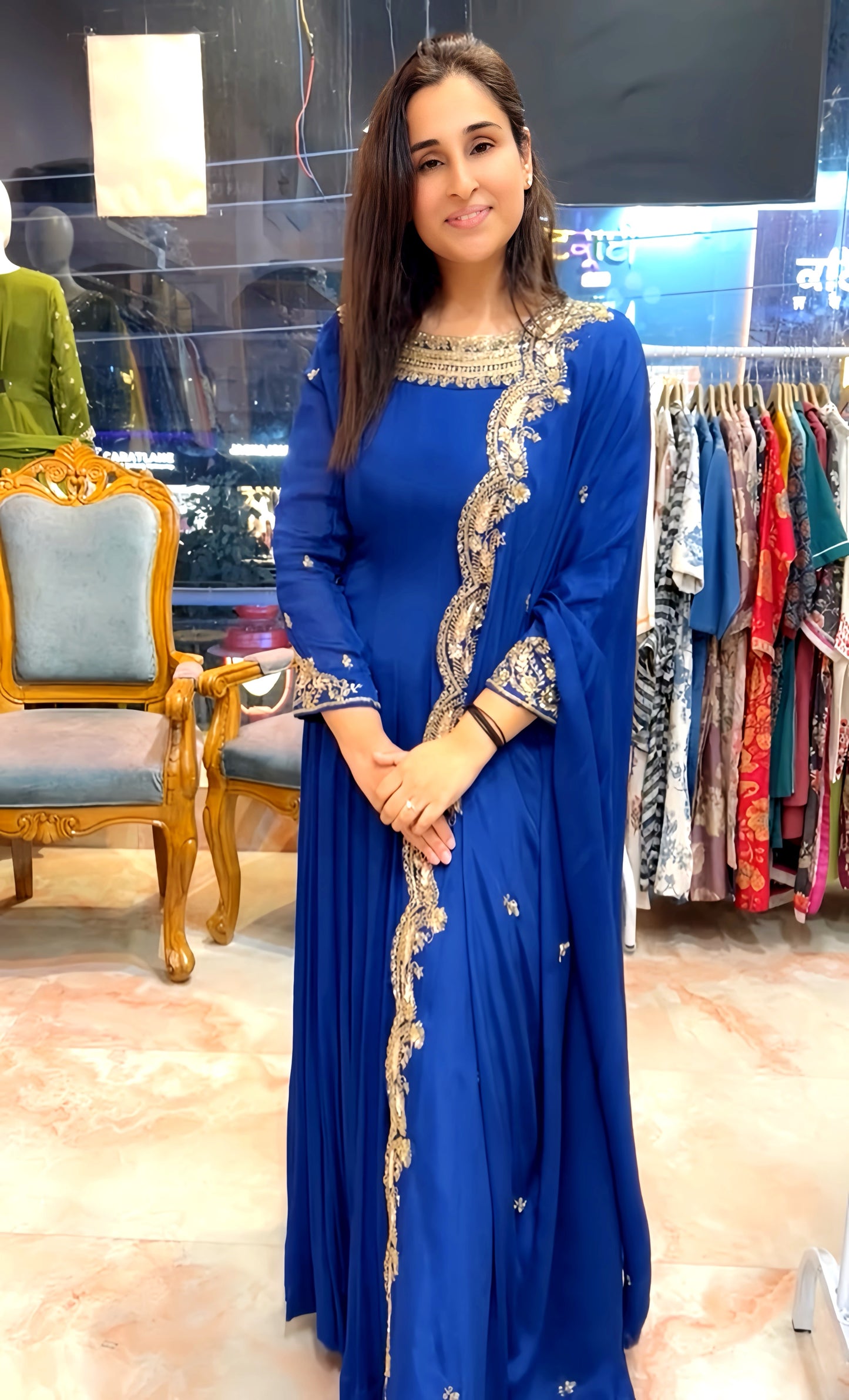 BOUTIQUE HAND EMBROIDERY OXFORD BLUE HOA0112