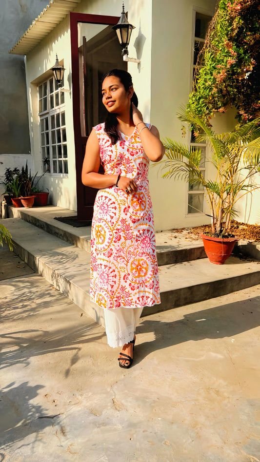 Sleeveless premium cotton kurta pants HOA041