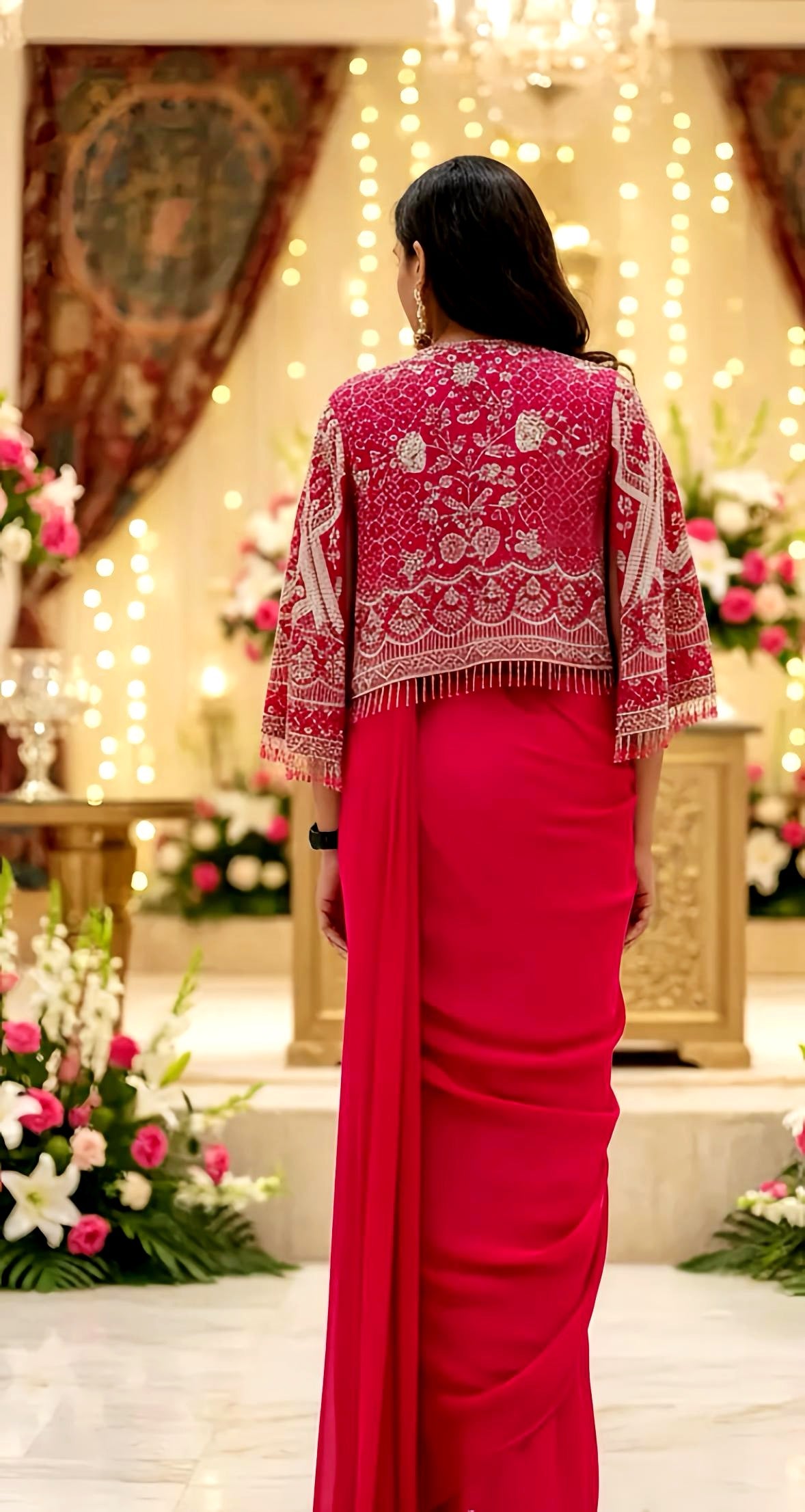 DESIGNER BOSS PRE DRAPED SAREE HAND EMBROIDERY HOA0144