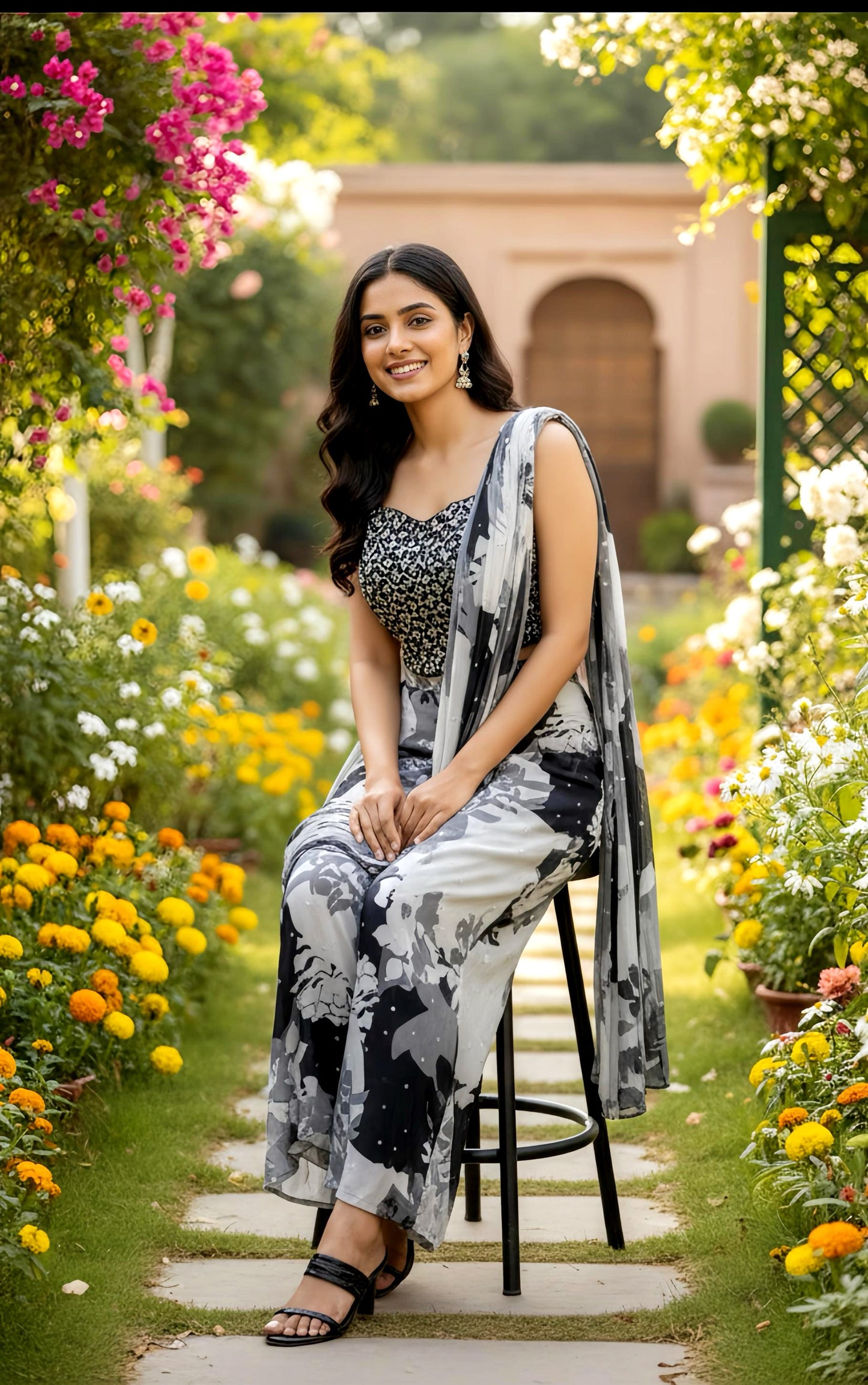 SHARARA PRE DRAPED SAREE HOA0143