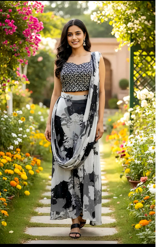 SHARARA PRE DRAPED SAREE HOA0143