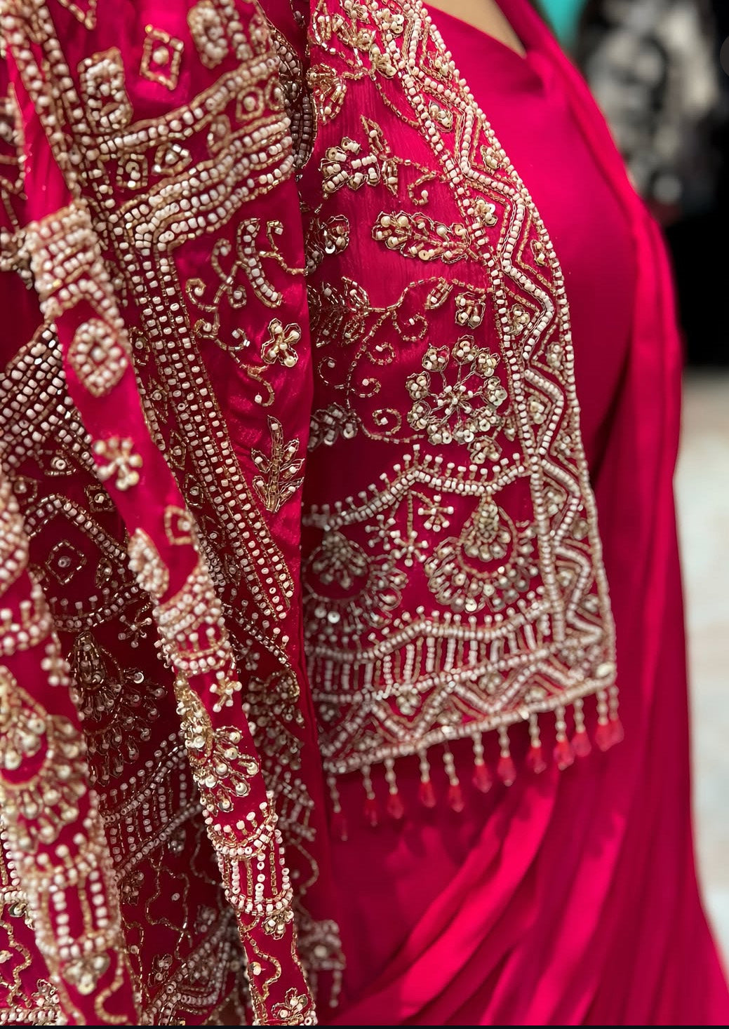 DESIGNER BOSS PRE DRAPED SAREE HAND EMBROIDERY HOA0144