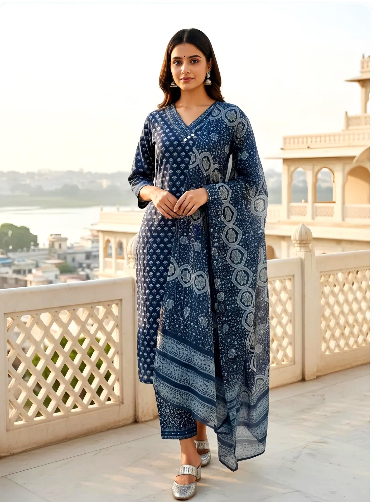 DIMPLE TRADITIONAL MUL COTTON SUIT HOA090