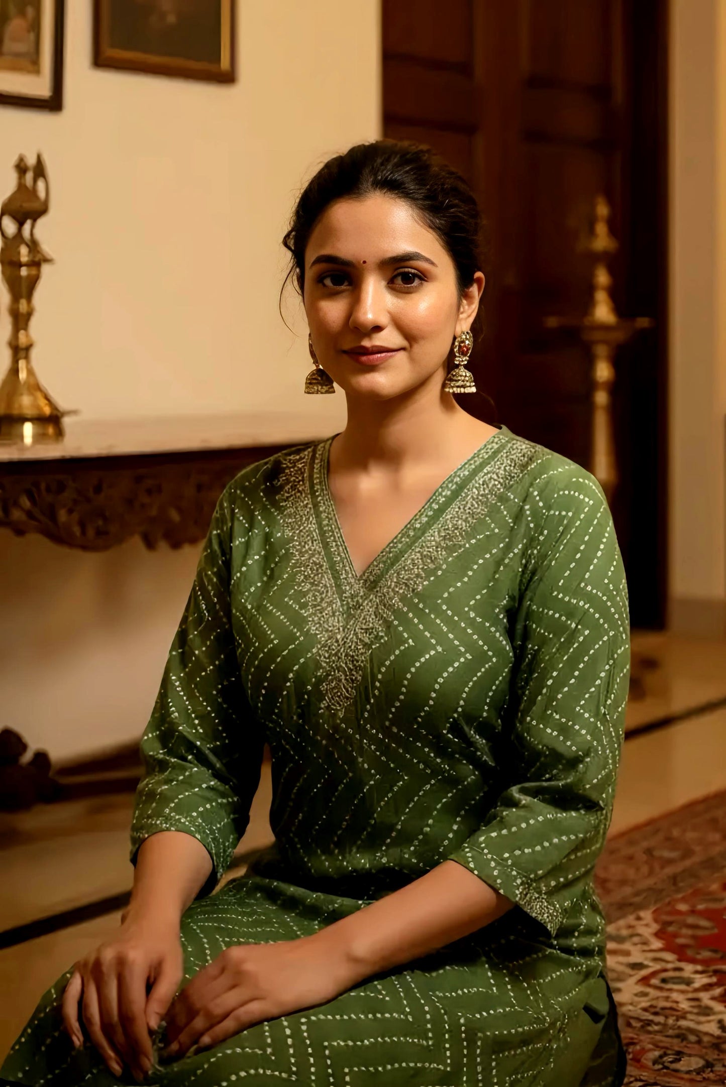 KASHISH BANDANI ZARI KURTA PANTS HOA0136