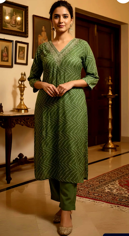 KASHISH BANDANI ZARI KURTA PANTS HOA0136