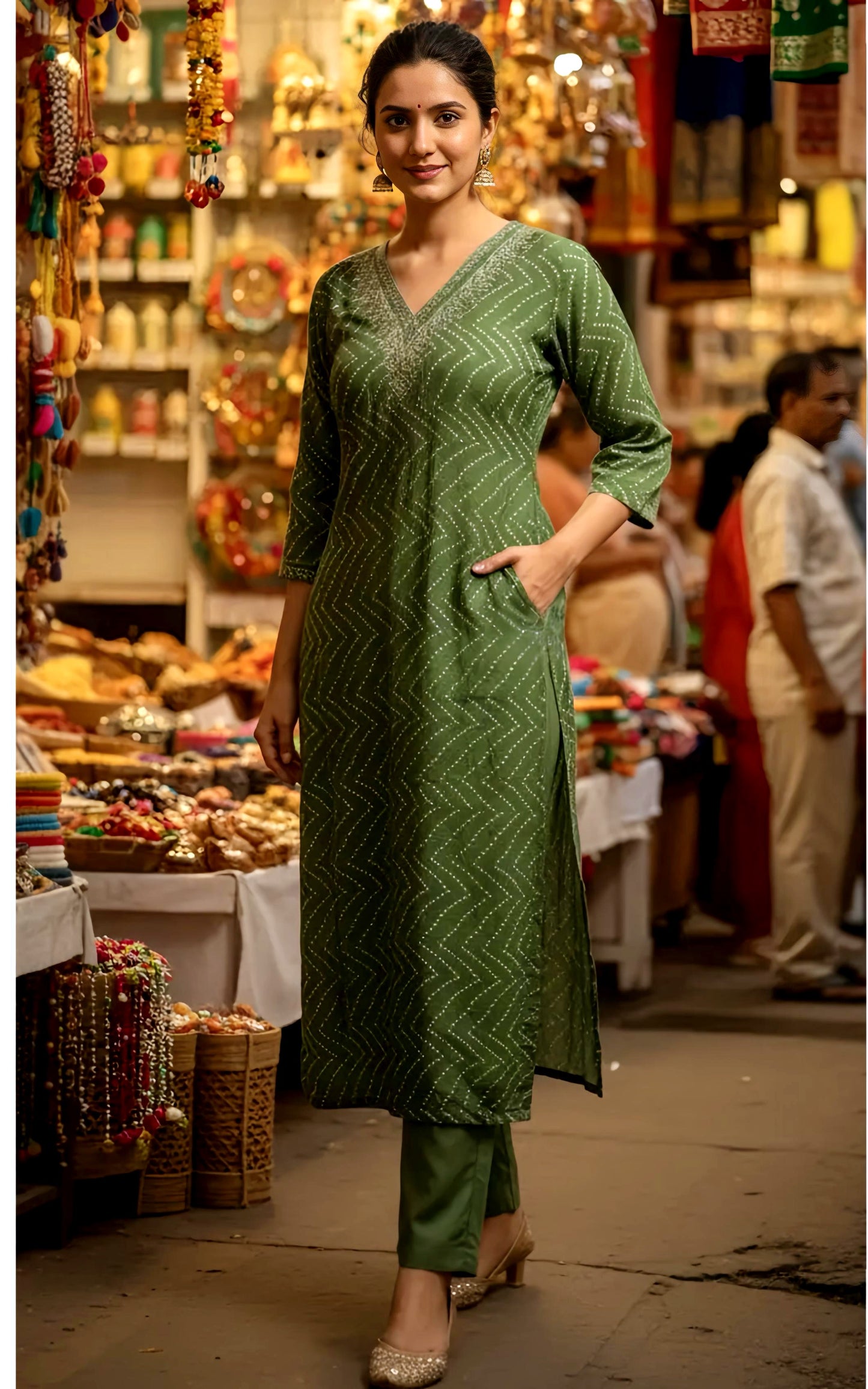 KASHISH BANDANI ZARI KURTA PANTS HOA0136