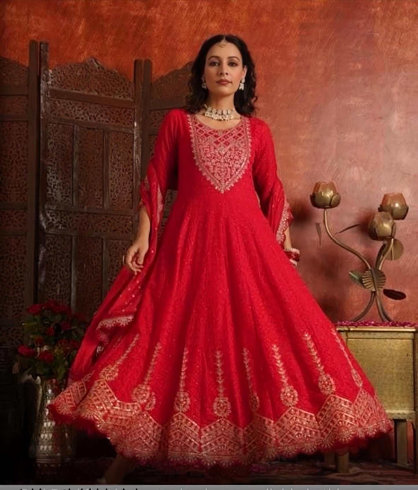 NIHARIKA RED ANARKALI HOA082