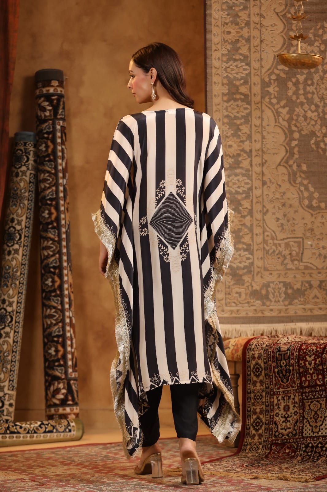 Beautiful Kaftan With Kiran Lace HOA006