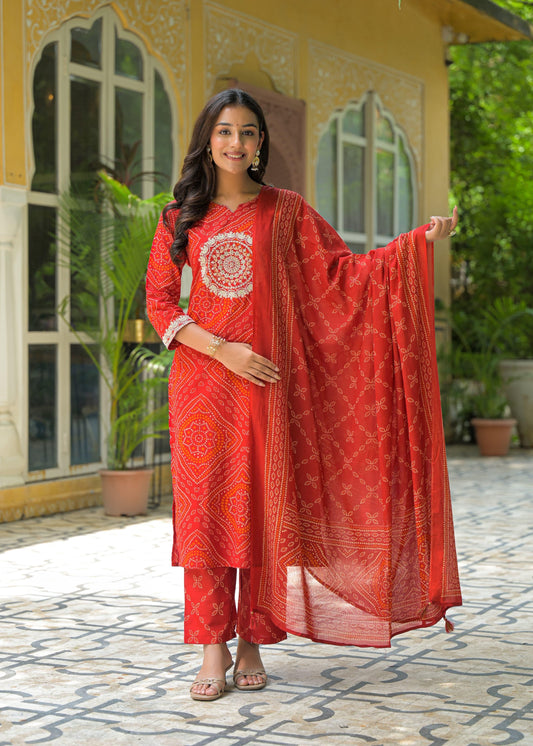 SHYNA TRADITIONAL BANDANI DUPTTA SET HOA075
