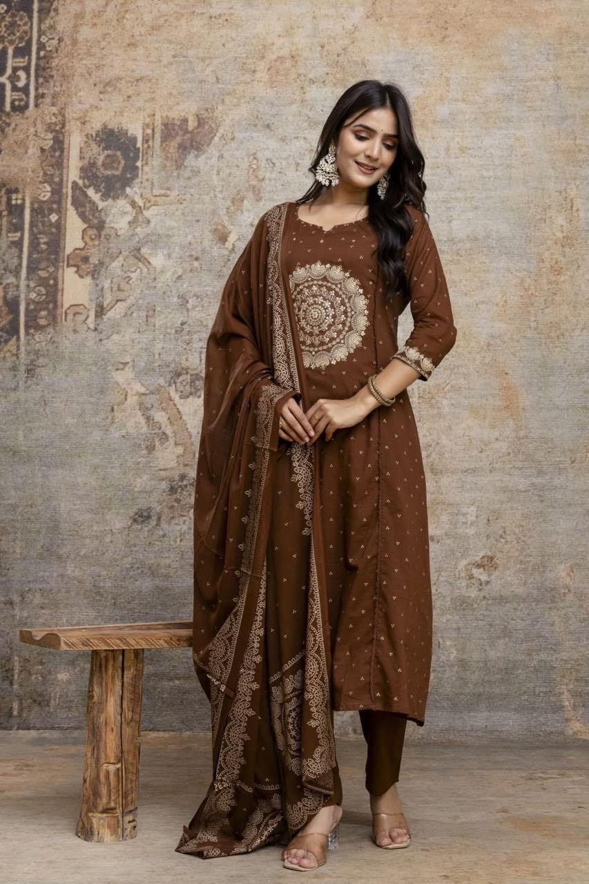 BANI MUL COTTON ZARI WORK DUPATTA SET HOA0102