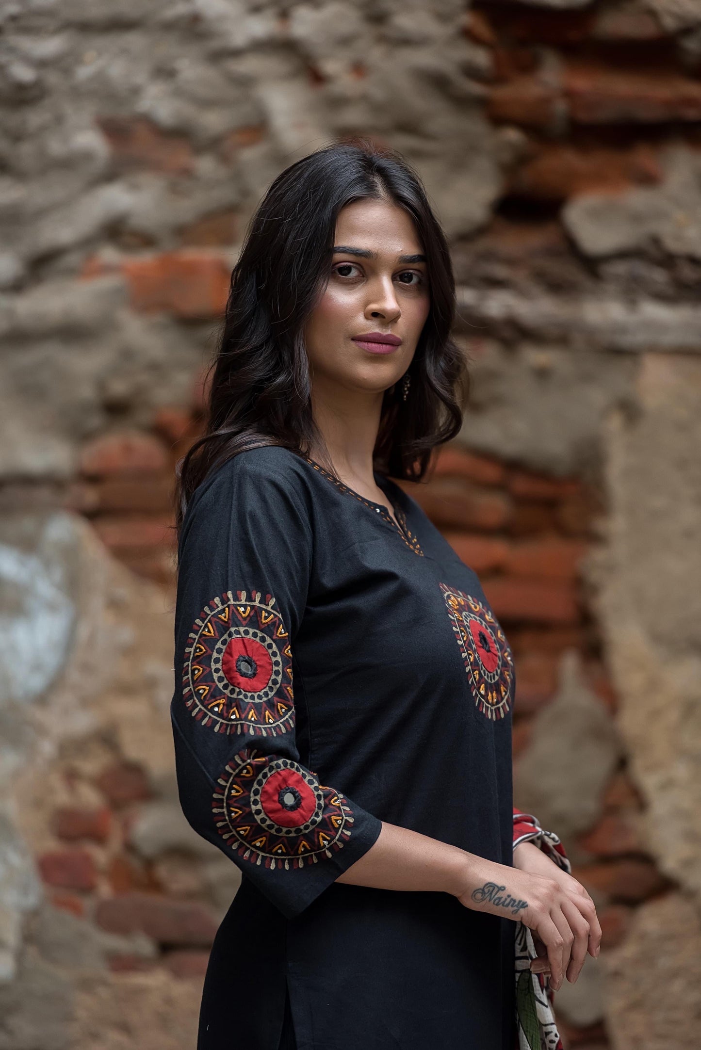 ORGANIC COTTON BLACK DUPATTA SET HOA073