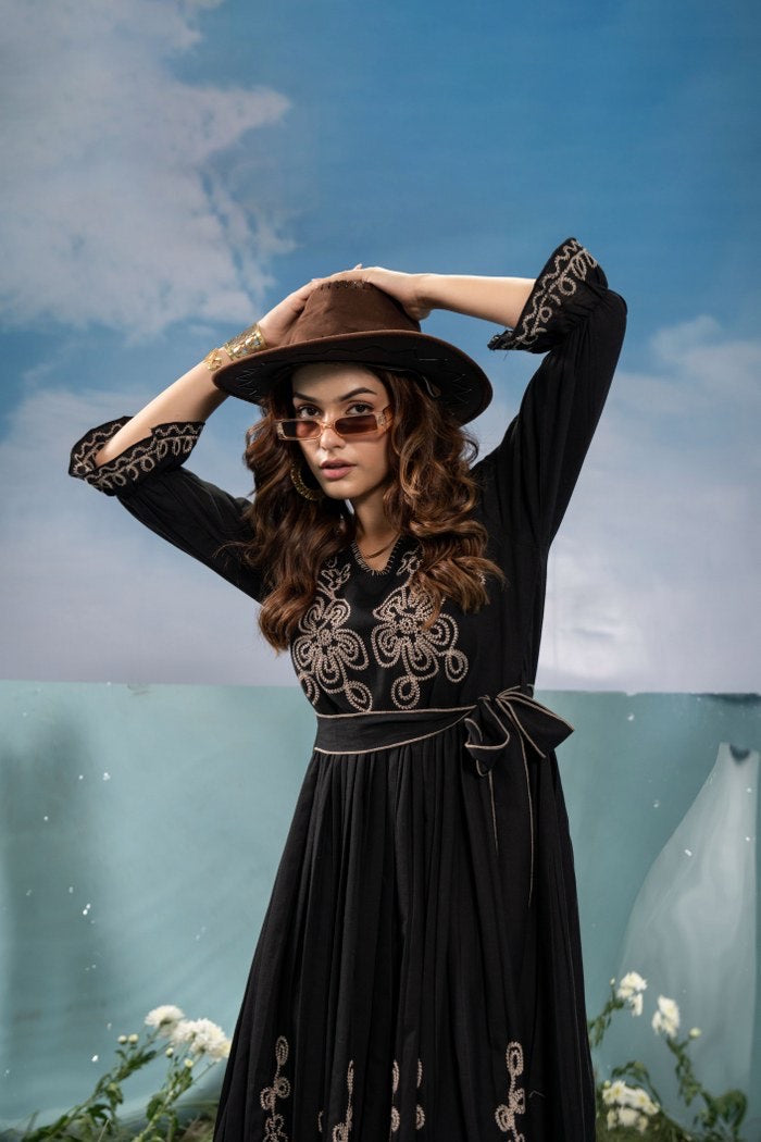 Beautiful Cotton Dress With Embroidery Work HOA004